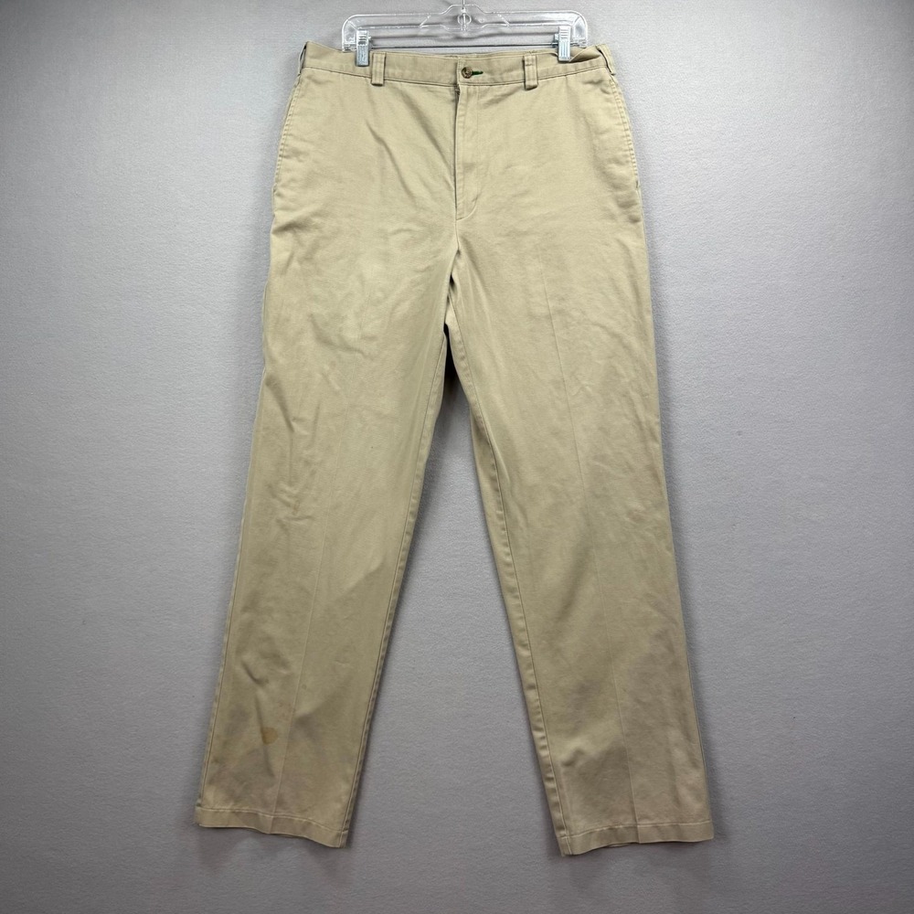 Tommy Hilfiger Chino Pants Mens 34x33* Beige Tan Embroidered Crest Straight Leg